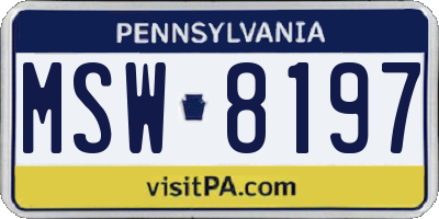 PA license plate MSW8197