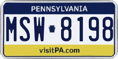 PA license plate MSW8198