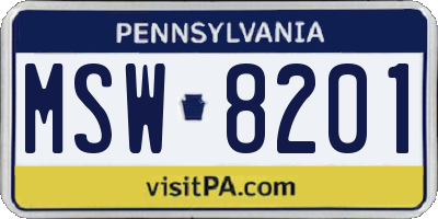 PA license plate MSW8201