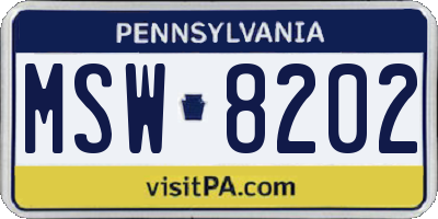 PA license plate MSW8202