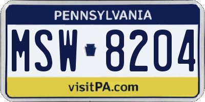 PA license plate MSW8204