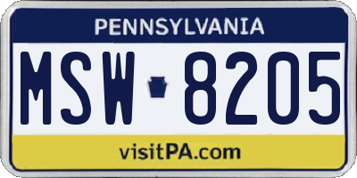 PA license plate MSW8205