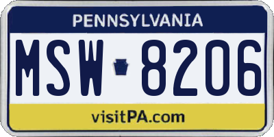 PA license plate MSW8206