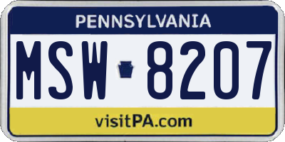PA license plate MSW8207