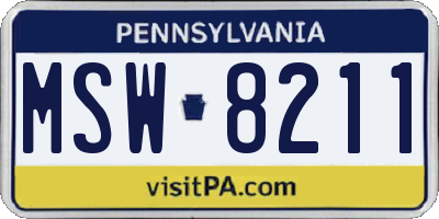 PA license plate MSW8211