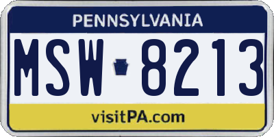 PA license plate MSW8213
