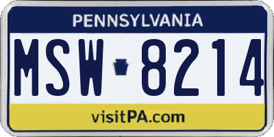 PA license plate MSW8214