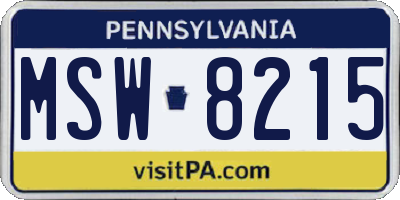 PA license plate MSW8215