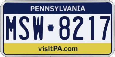 PA license plate MSW8217