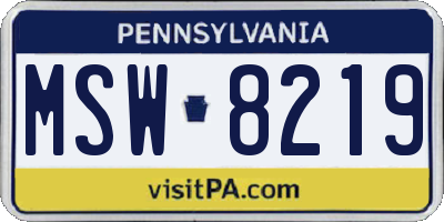 PA license plate MSW8219