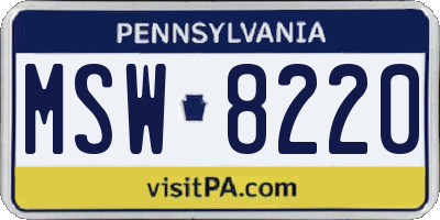 PA license plate MSW8220
