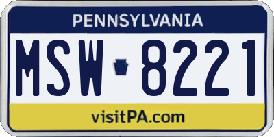 PA license plate MSW8221