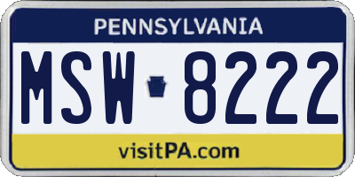 PA license plate MSW8222