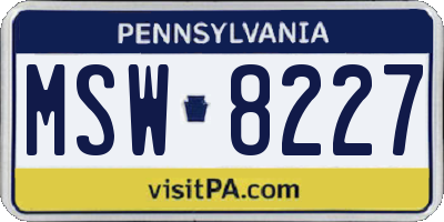 PA license plate MSW8227