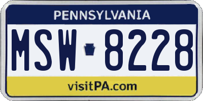 PA license plate MSW8228