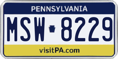 PA license plate MSW8229