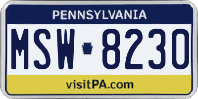 PA license plate MSW8230