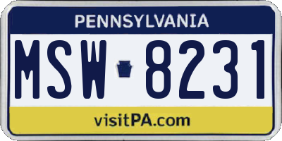 PA license plate MSW8231