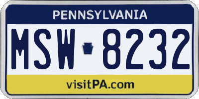 PA license plate MSW8232