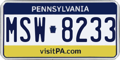 PA license plate MSW8233