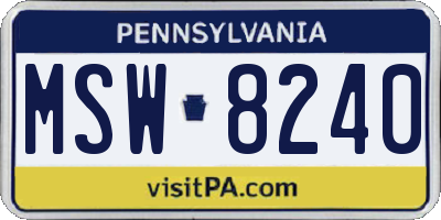 PA license plate MSW8240