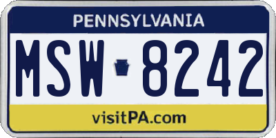 PA license plate MSW8242