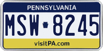 PA license plate MSW8245
