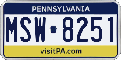 PA license plate MSW8251