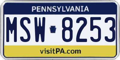 PA license plate MSW8253