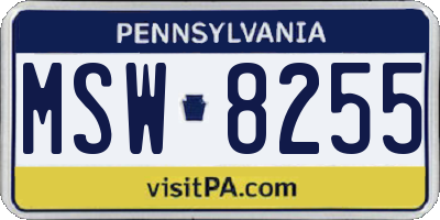 PA license plate MSW8255