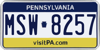 PA license plate MSW8257