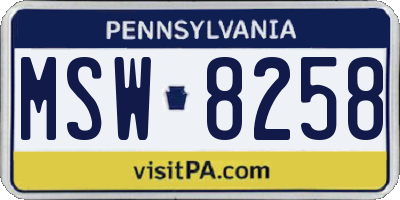 PA license plate MSW8258