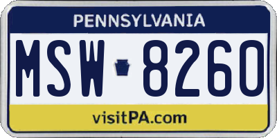 PA license plate MSW8260