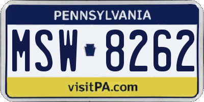PA license plate MSW8262
