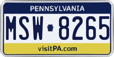 PA license plate MSW8265