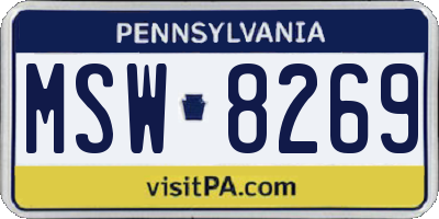 PA license plate MSW8269