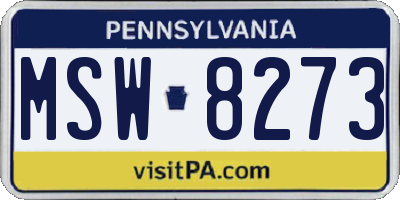 PA license plate MSW8273