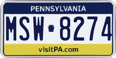 PA license plate MSW8274