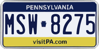 PA license plate MSW8275
