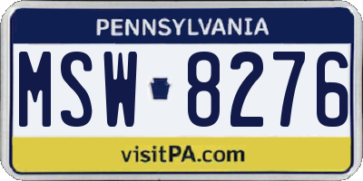 PA license plate MSW8276