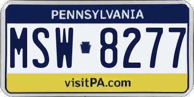 PA license plate MSW8277