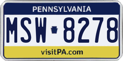 PA license plate MSW8278
