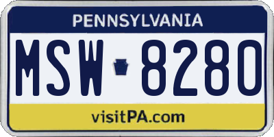 PA license plate MSW8280