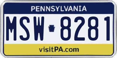 PA license plate MSW8281