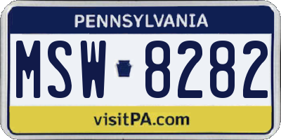 PA license plate MSW8282