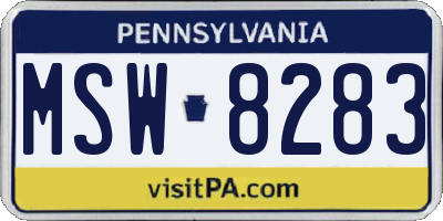 PA license plate MSW8283