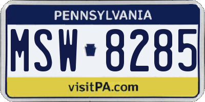 PA license plate MSW8285