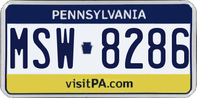 PA license plate MSW8286