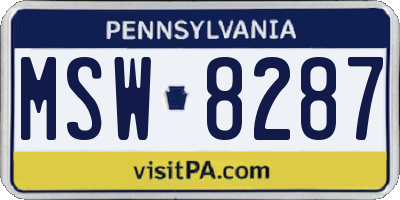 PA license plate MSW8287