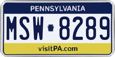 PA license plate MSW8289